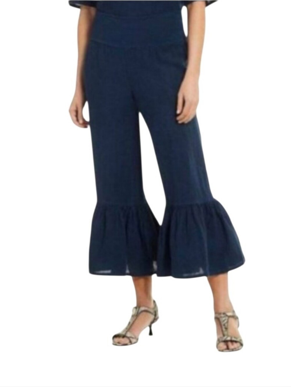 Bryn Walker Linen Pant Wide Leg Ruffled Crop